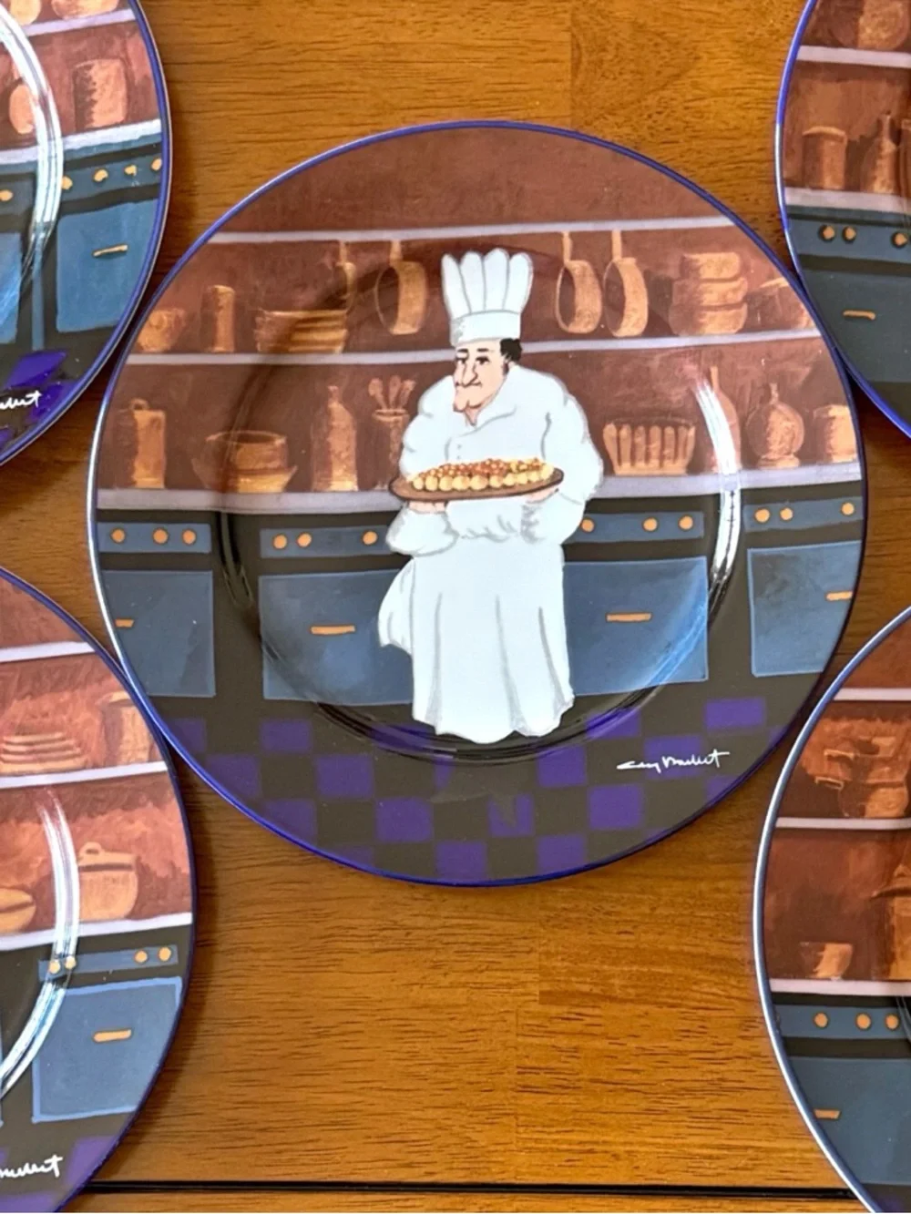Williams-Sonoma Guy Buffet French Chef 8.25”in Plates Vintage Made in Japan 5 Pc
